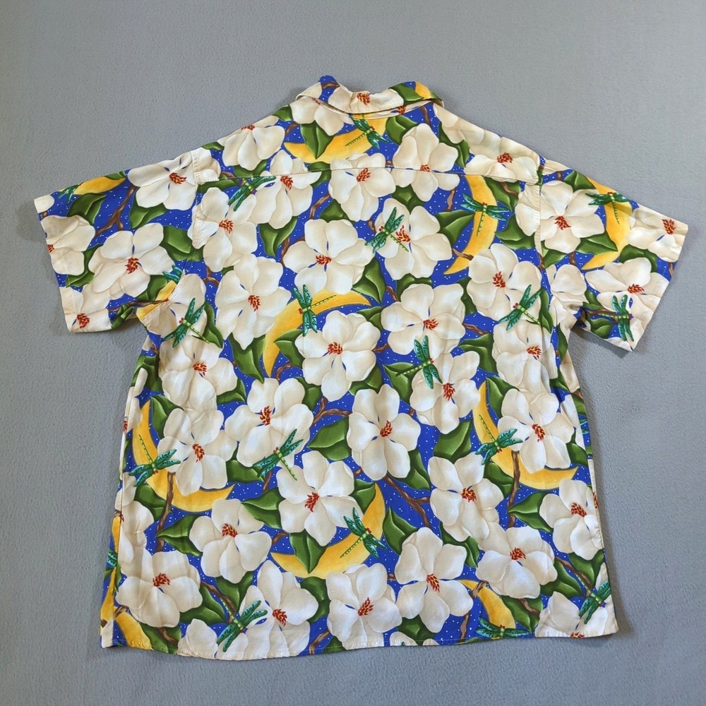 BayouWear HowAhYa Hawaiian Shirt Moonlit Magnolias Mens XL Blue Dragonfly Rayon - Picture 6 of 9